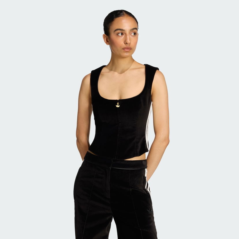 Majica bez rukava adidas Performance Velvet Corset Top Adidas Originals Crna | KF4693