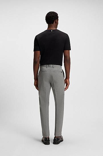 Hlače BOSS Modern-Fit Wrinkle-Resistant Stretch Dobby Trousers Siva | 50546914, 1