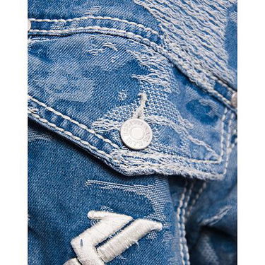 Jakna Karl Kani Karl Kani OG K Distress Camo Denim Jacket Plava | KK-60710032, 3