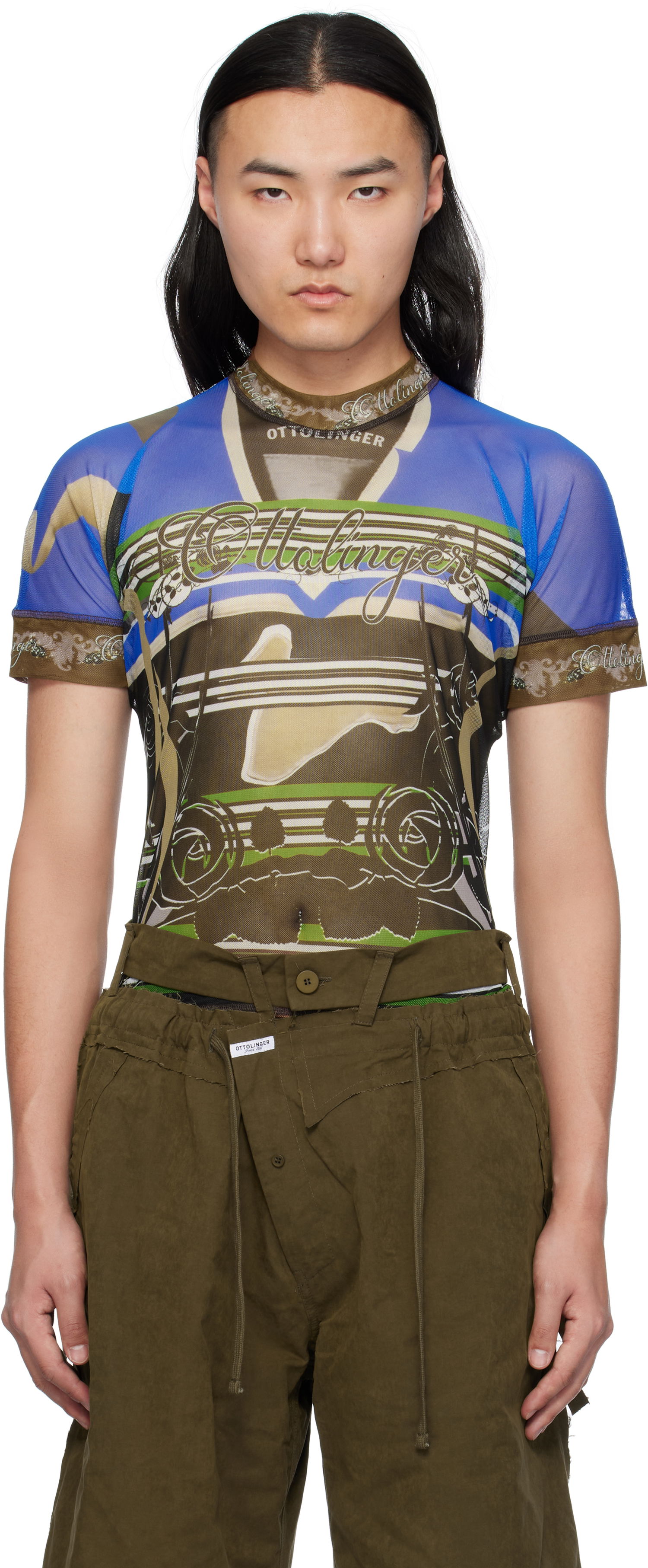 Majica kratkih rukava Ottolinger Ottolinger Printed Mesh T-Shirt Plava | 101-100501-01, 0