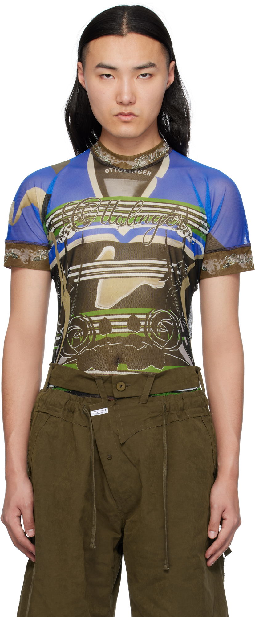 Majica kratkih rukava Ottolinger Ottolinger Printed Mesh T-Shirt Plava | 101-100501-01