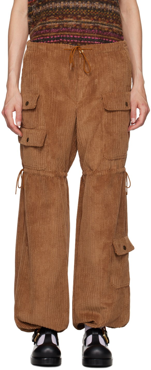 Cargo hlače Anna Sui Corduroy Drawstring Cargo Trousers Smeđa | 624V40
