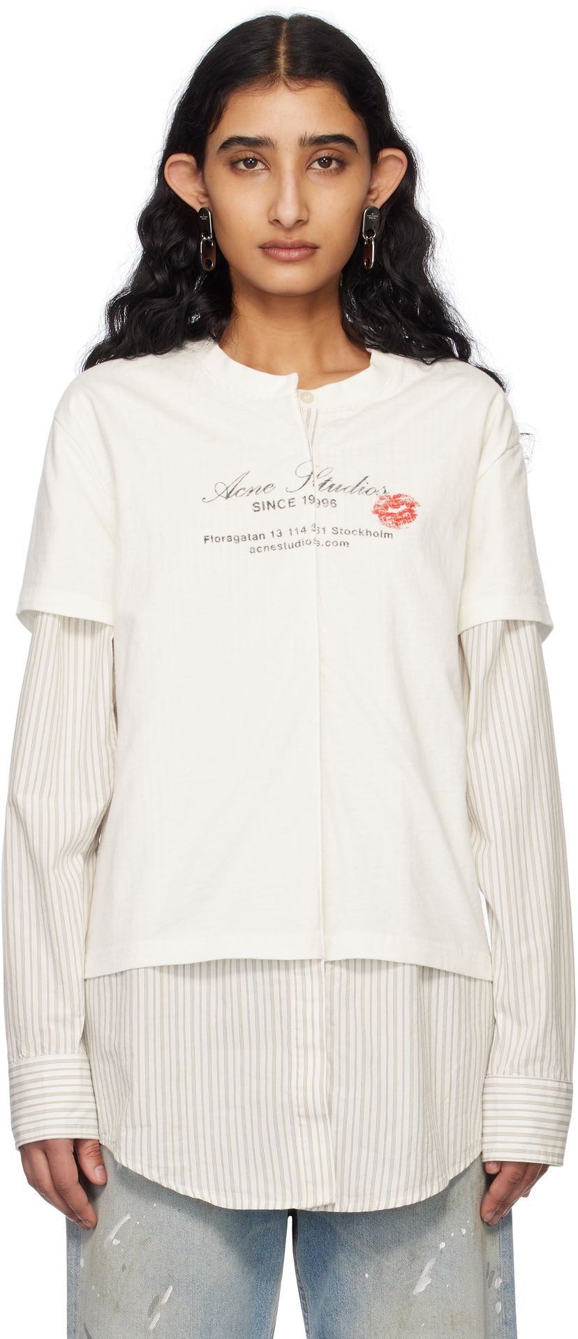 Majica kratkih rukava Acne Studios Acne Studios Layered T-Shirt Bijela | AC0730-