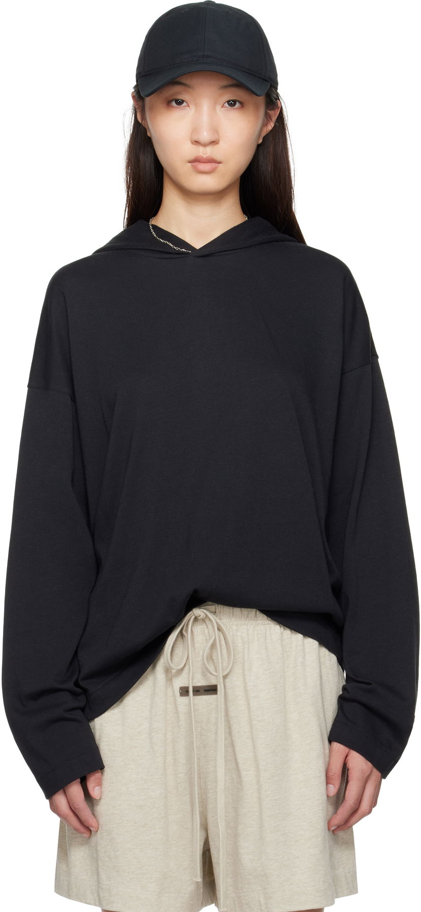 Dukserice Fear of God Fear of God ESSENTIALS Long Sleeve Hoodie Crna | 125SP257040FW
