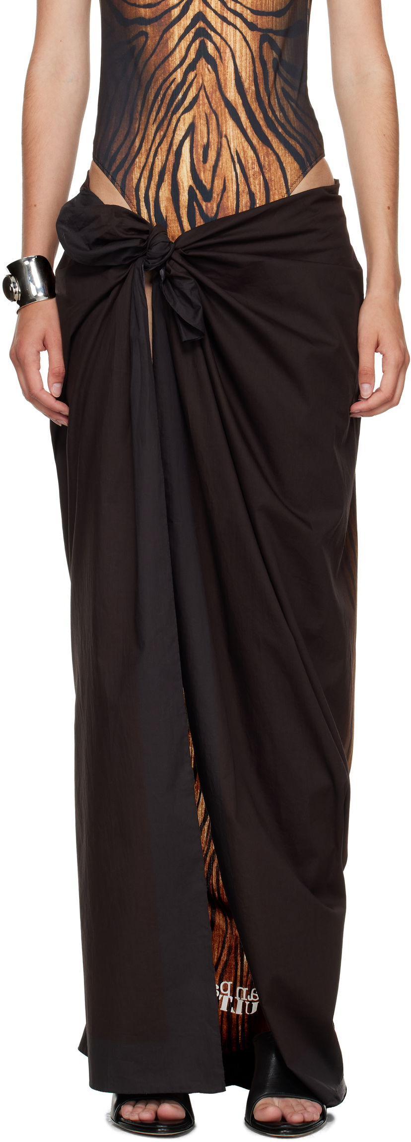 Suknja Jean Paul Gaultier Jean Paul Gaultier Wood Print Cover-Up Maxi Skirt Crna | 25/03-U-AC027-W035-0060