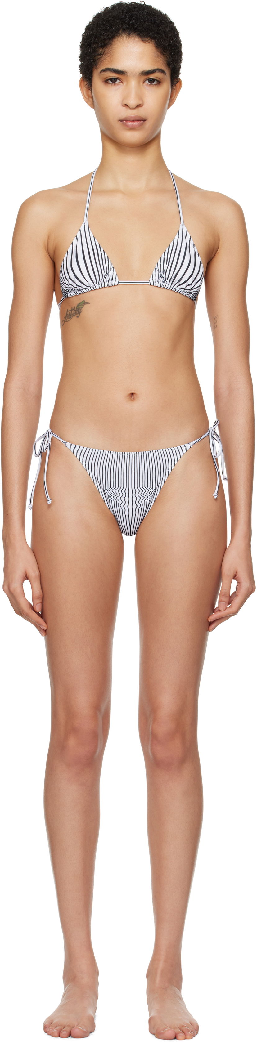 Kupaći kostimi Jean Paul Gaultier Gaultier 'The Pinstripe Body Morphing' Bikini Bottoms Bijela | 25/33-F-BS021-J571-0100
