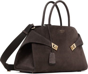 Ručna torbica FERRAGAMO Ferragamo Hug L Suede Satchel Siva | 779241, 1