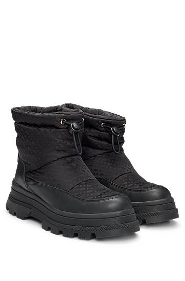 Tenisice i cipele BOSS Monogram Slim-Fit Boots with Leather Trims Crna | 50523505