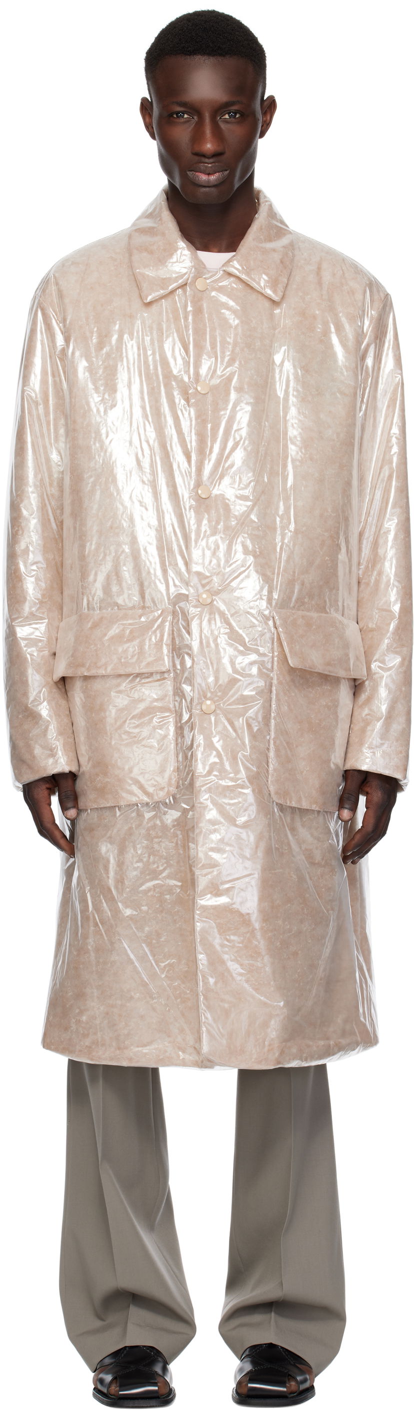 Kabanica Dries Van Noten Dries Van Noten Loose Fit Mac Coat Bež | 251-020222-1257