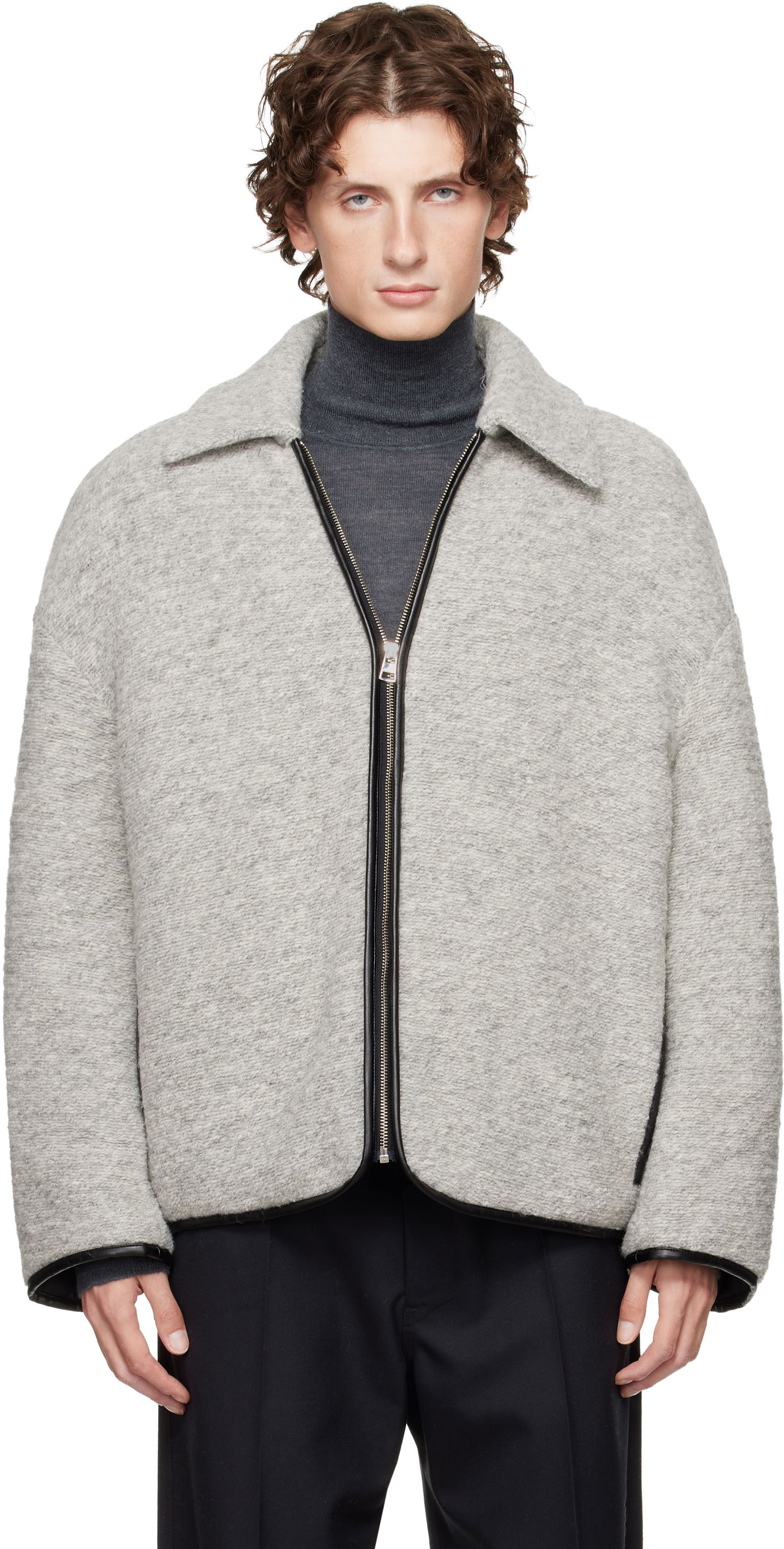 Jakna JW Anderson JW Anderson Contrast Trim Full-Zip Jacket Siva | JK0394-PG1820, 0