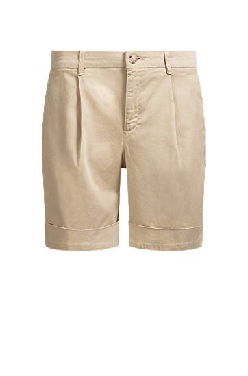 Kratke hlače BOSS Relaxed Fit High-Rise Stretch Cotton Shorts Bež | 50511957, 0