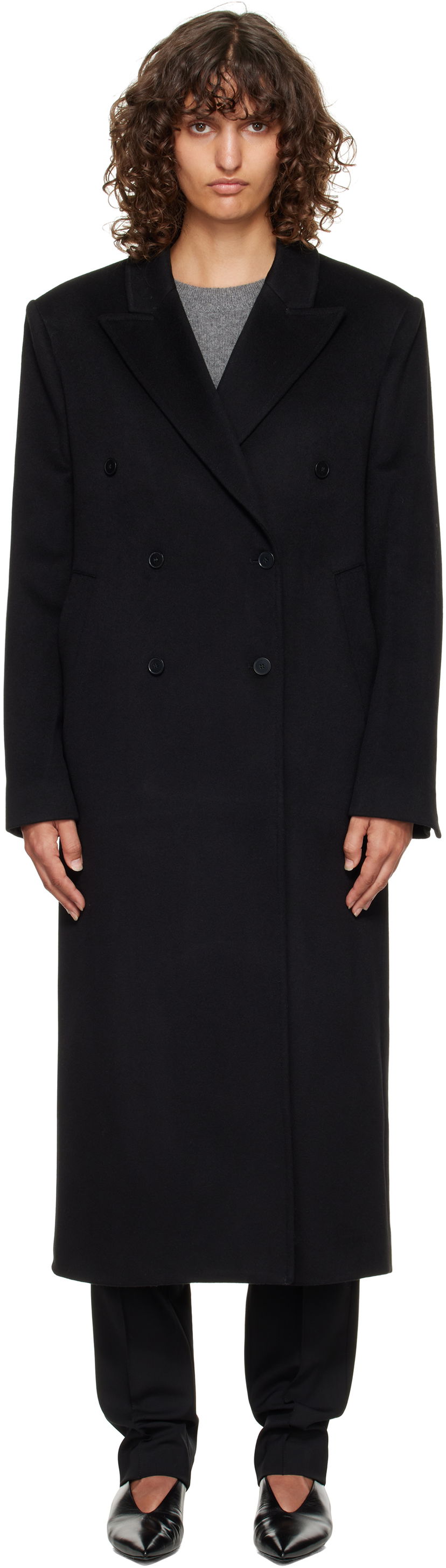 Kaputi Loulou de Saison Loulou de Saison Rosco Double Breasted Long Coat Crna | ROSCO