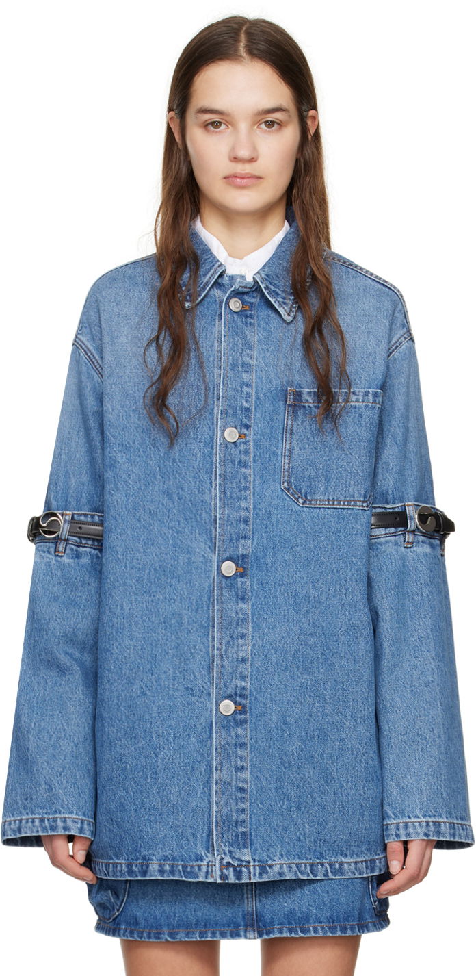 Jakna Coperni Coperni Denim Jacket with Open Elbow Detail Plava | COPCH36202