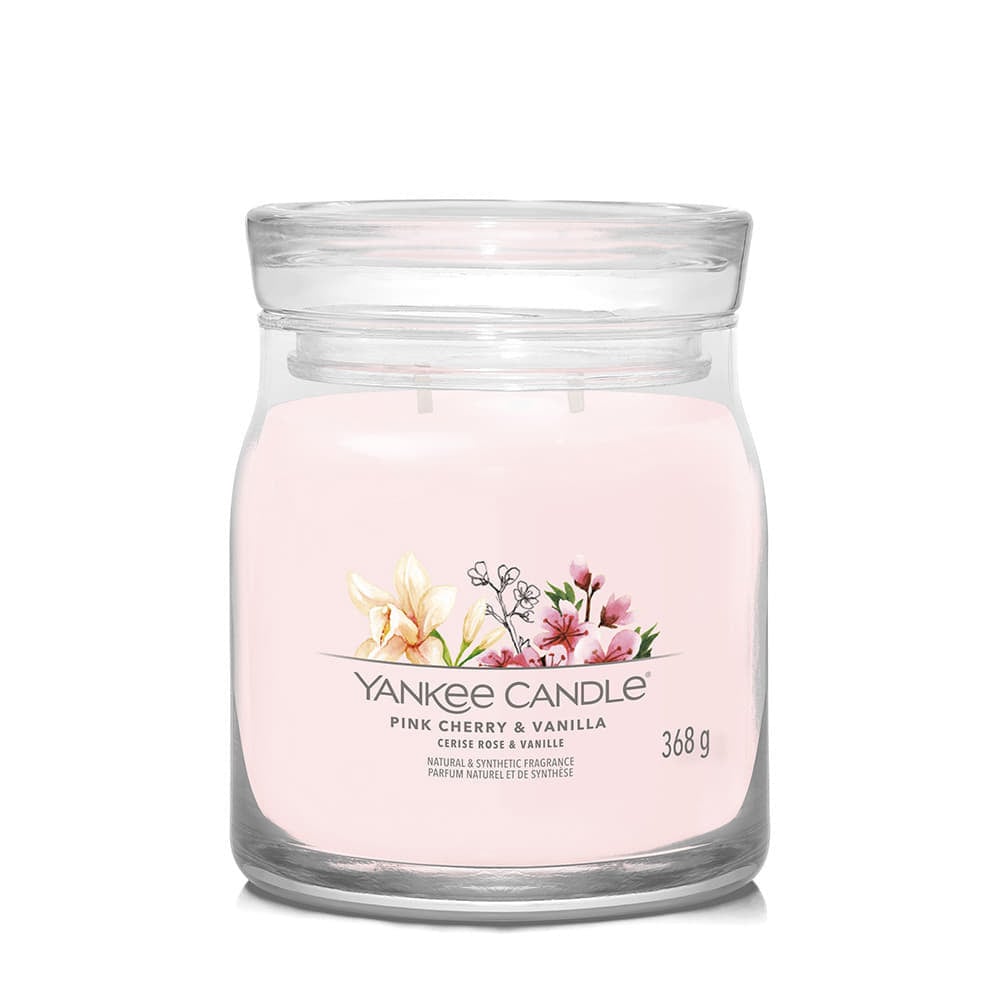 Svijeće Yankee Candle Signature Medium Jar Pink Cherry & Vanilla Natural & Synthetic Fragrance 2 Wicks 368g Ružičasta | 40494, 1