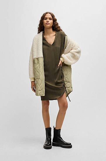 Haljina BOSS Midi Dress with Drawcord Zelena | 50524225, 1