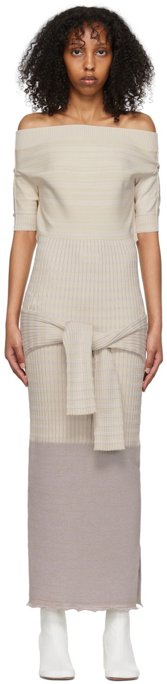 Haljina Maison Margiela Off Shoulder Maxi Dress Bež | S62CT0189 S17970
