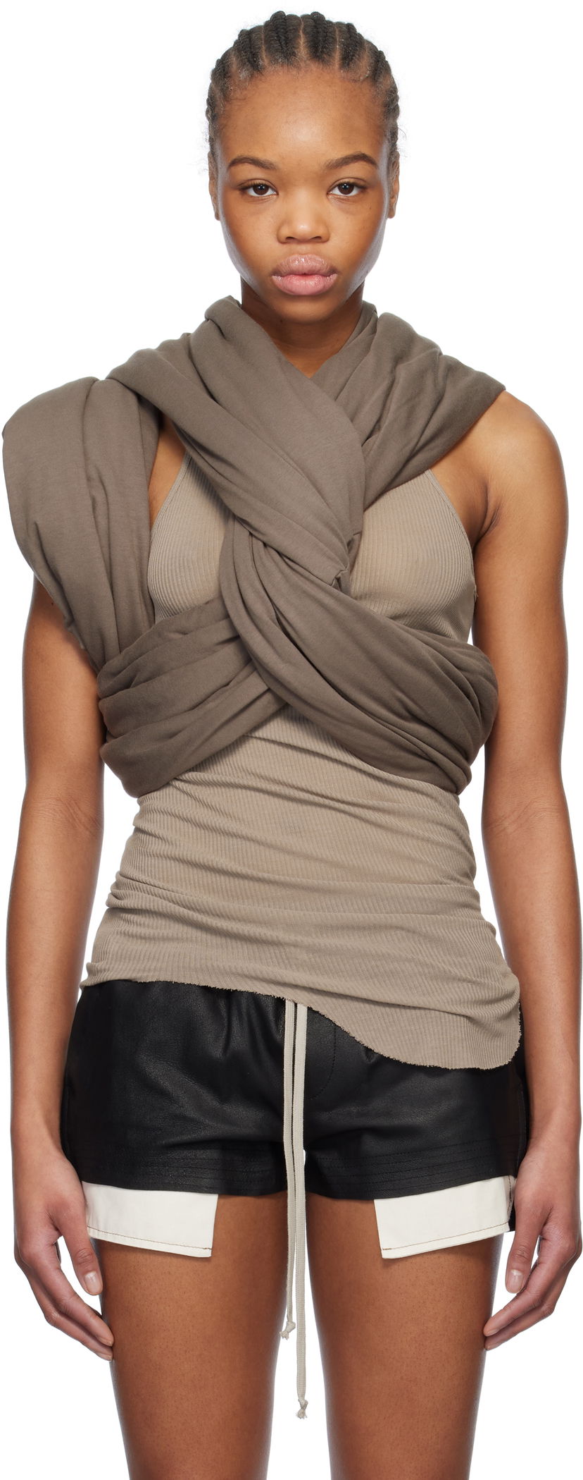 Majica bez rukava Rick Owens Rick Owens Hollywood Triple Donut Top Bež | RP01E7432 JA