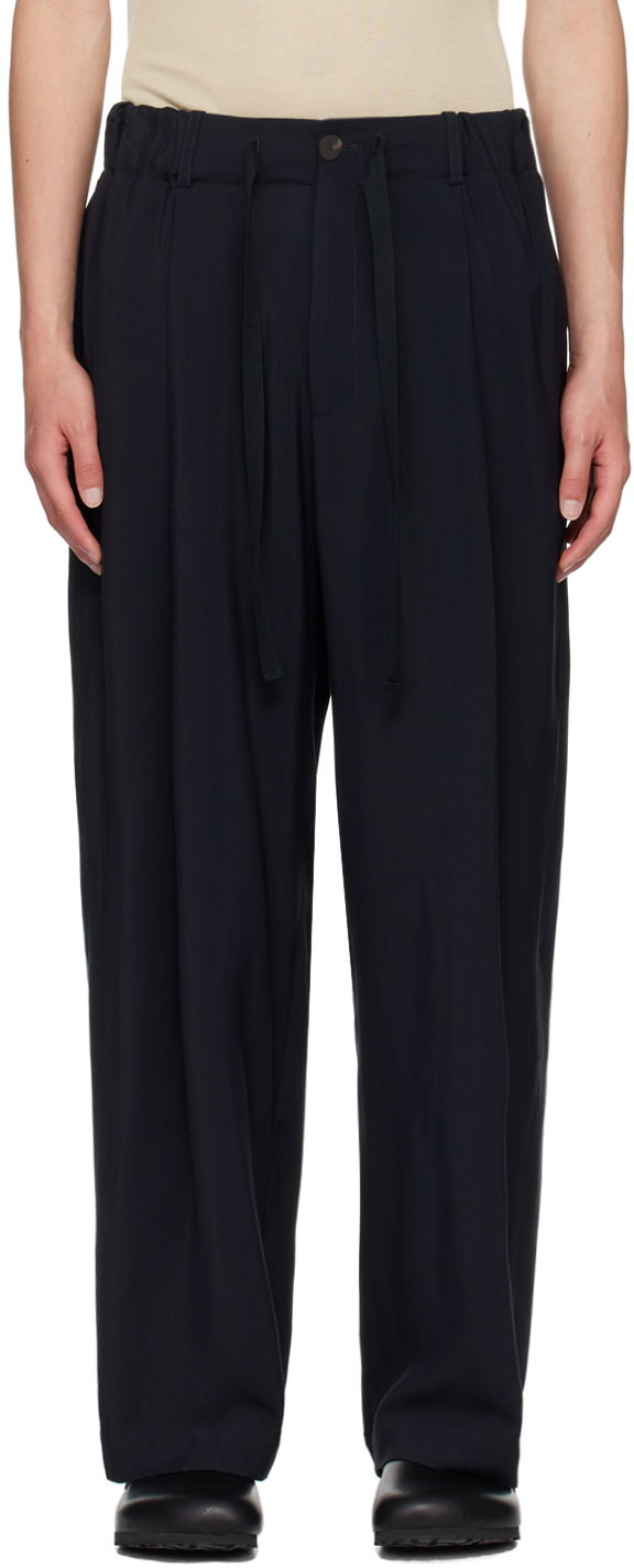 Hlače Studio Nicholson Studio Nicholson Noam Pleated Trousers Tamnoplava | NOAM SNM - 1186