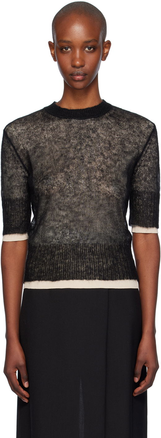 Džemper BOSS Sheer Sweater Crna | 50523754