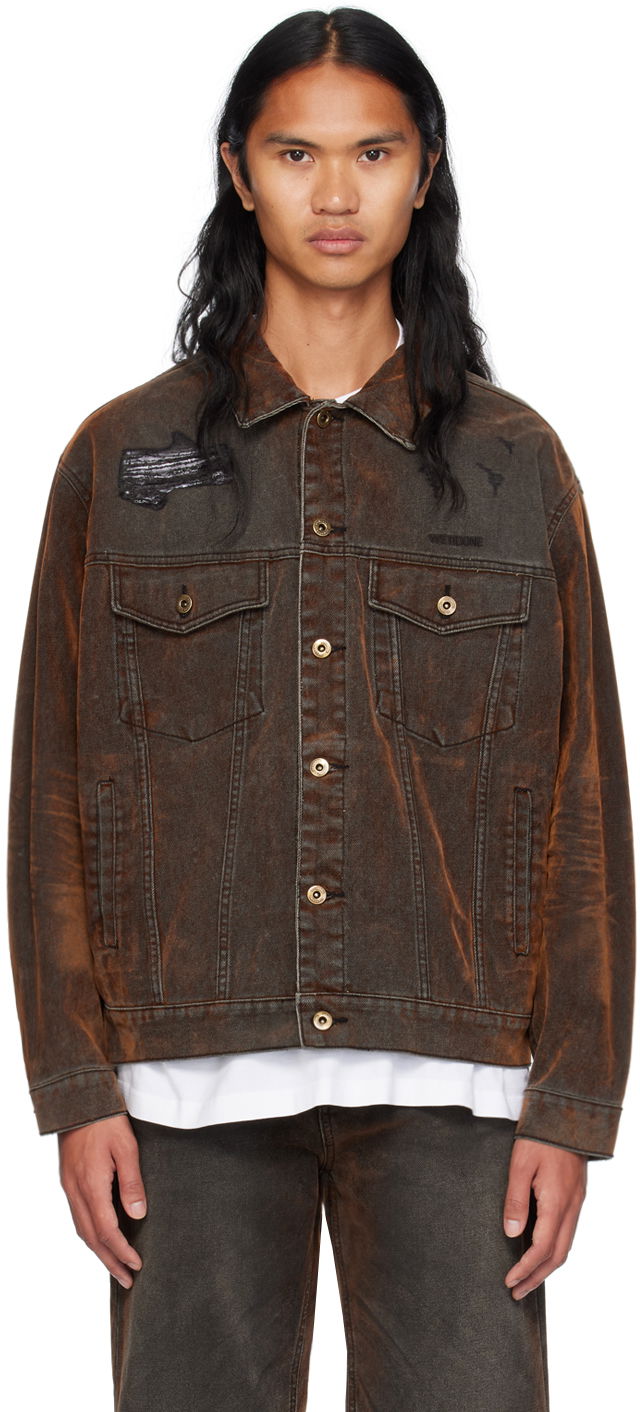 Jakna We11done We11done Distressed Denim Jacket Smeđa | WD-DJ2-24-399-M-BK
