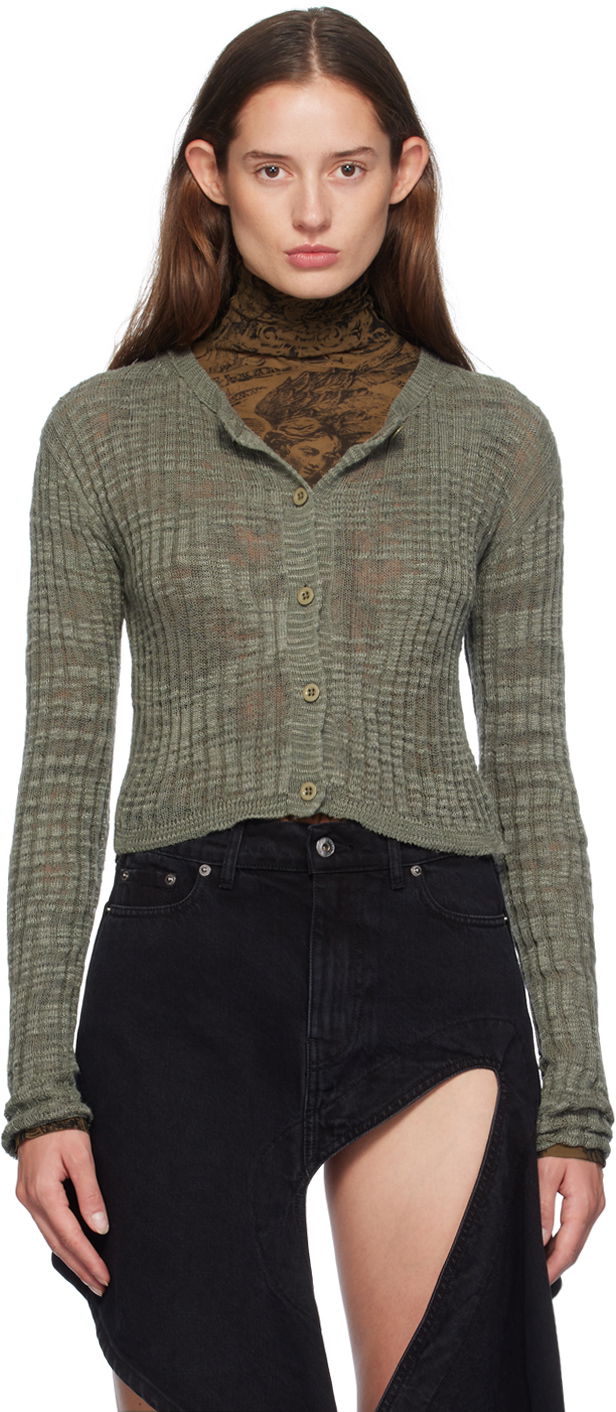 Džemper Acne Studios Green Wide Rib Cardigan Siva | A60515-