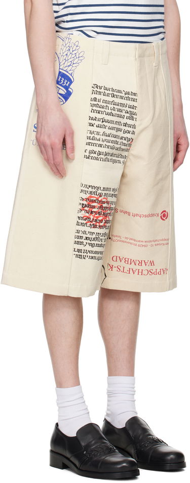 Kratke hlače Marine Serre Marine Serre Regenerated Tote Bags Cargo Shorts Bež | USH006A UWOV0009, 1