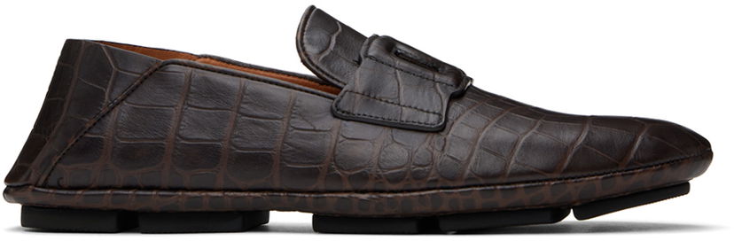 Odjeća Dolce & Gabbana Dolce&Gabbana Calfskin Driver Loafers Smeđa | A50583AA446