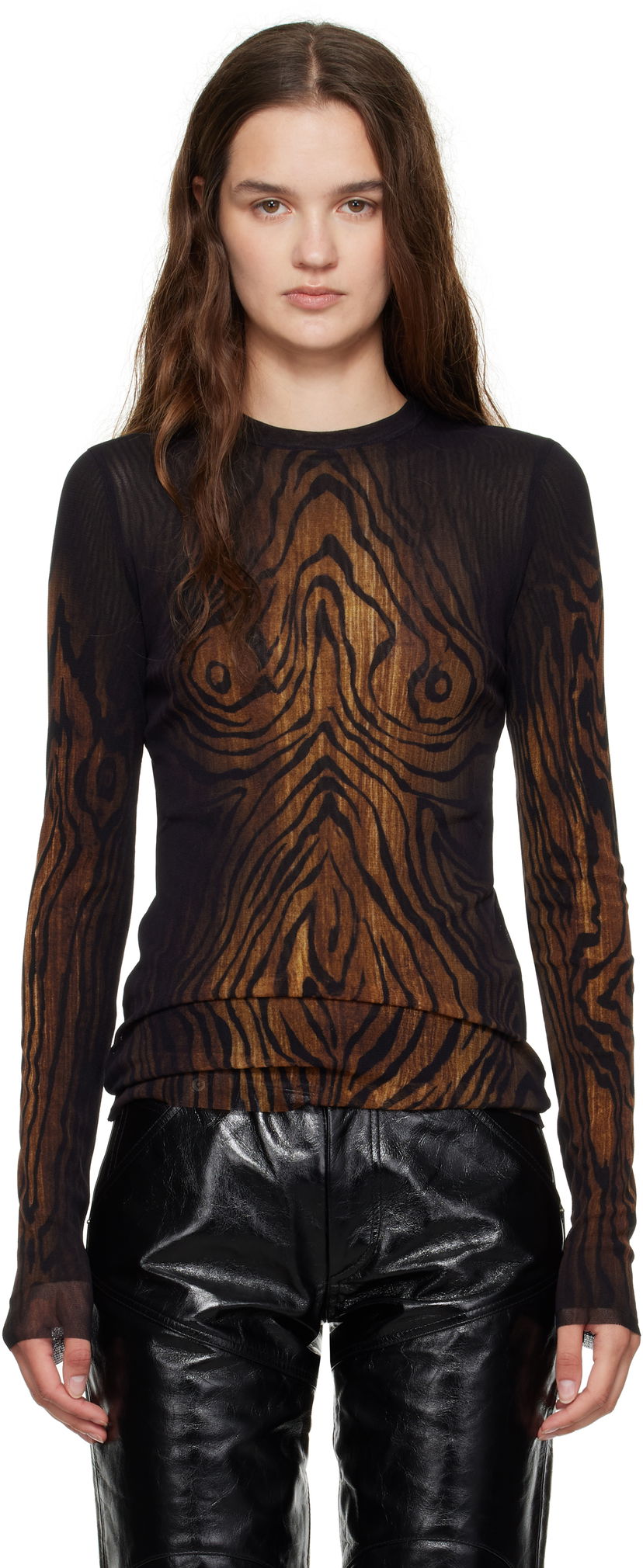 Majica kratkih rukava Jean Paul Gaultier Jean Paul Gaultier 'The Wood' Long Sleeve Smeđa | 25/03-W-TO335-M002P-0060