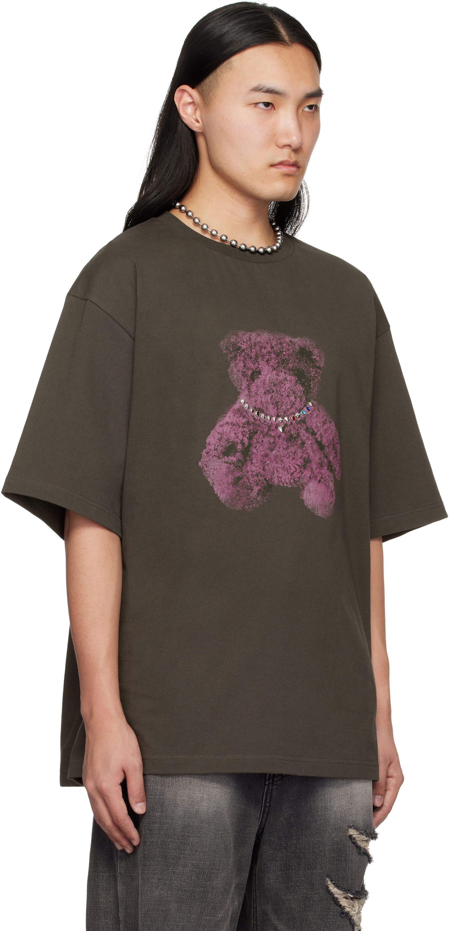 Majica kratkih rukava We11done We11done Pearl Bear Graphic T-Shirt Smeđa | WD-TT0-25-757-U-CH, 1