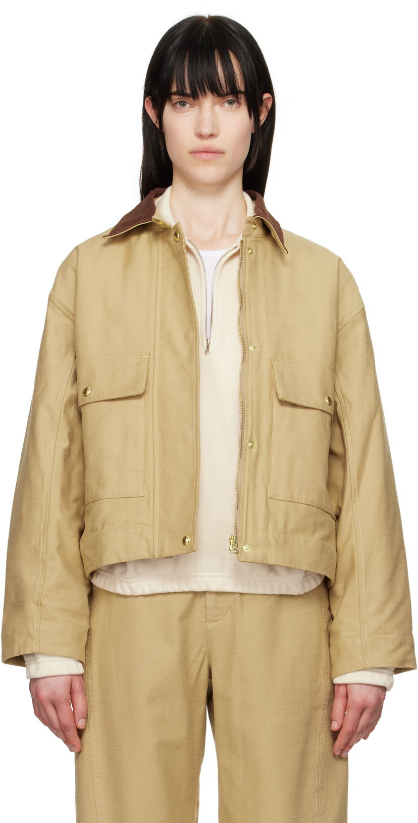 Jakna rag & bone Rag & Bone Nonie 2-in-1 Twill Jacket Bež | WAW25S20167516