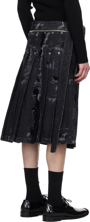 Suknja Jean Paul Gaultier Jean Paul Gaultier 'The Flocked' Denim Kilt Crna | 25/33-F-JU161-D016-06, 2
