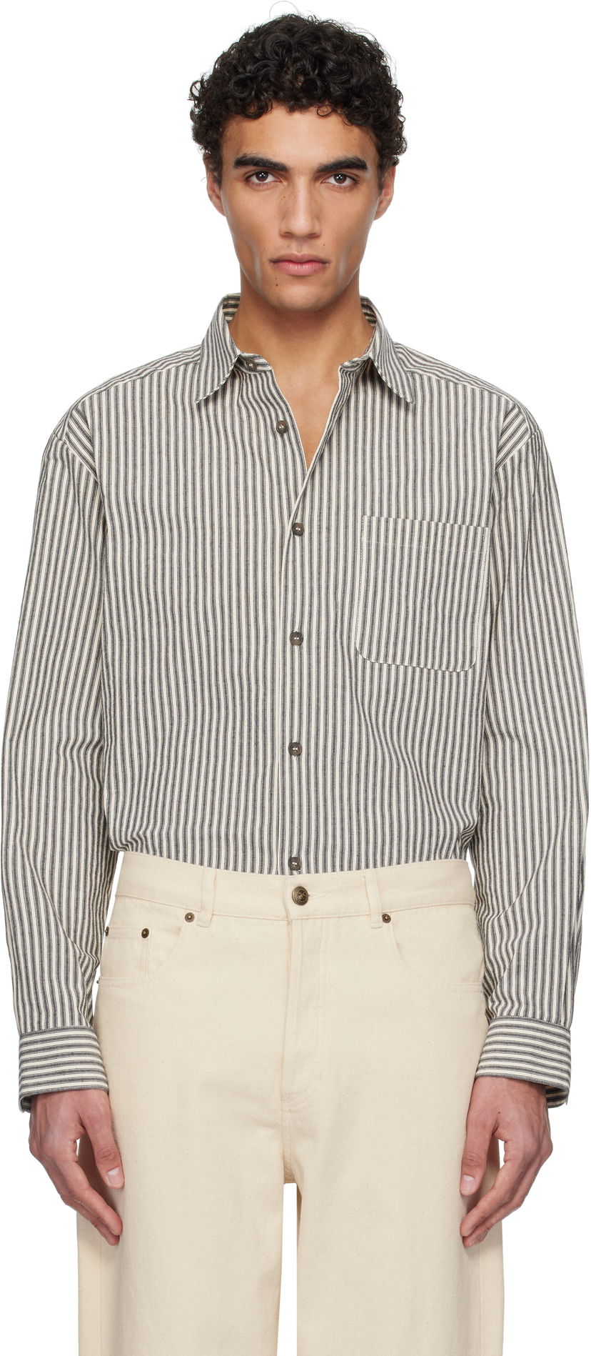 Košulja A.P.C. A.P.C. Malo Striped Overshirt Bež | COHGG-H32023