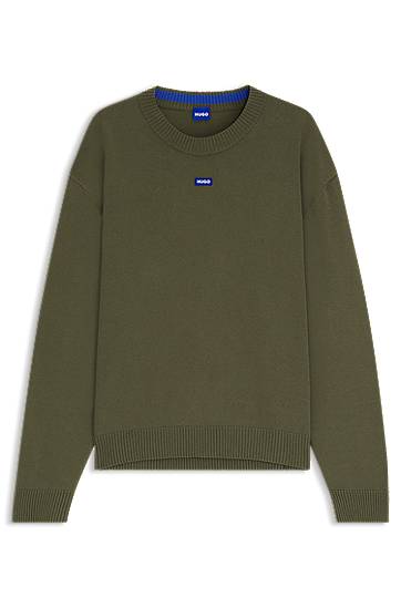 Džemper BOSS Relaxed-fit sweater with logo badge Zelena | 50543784