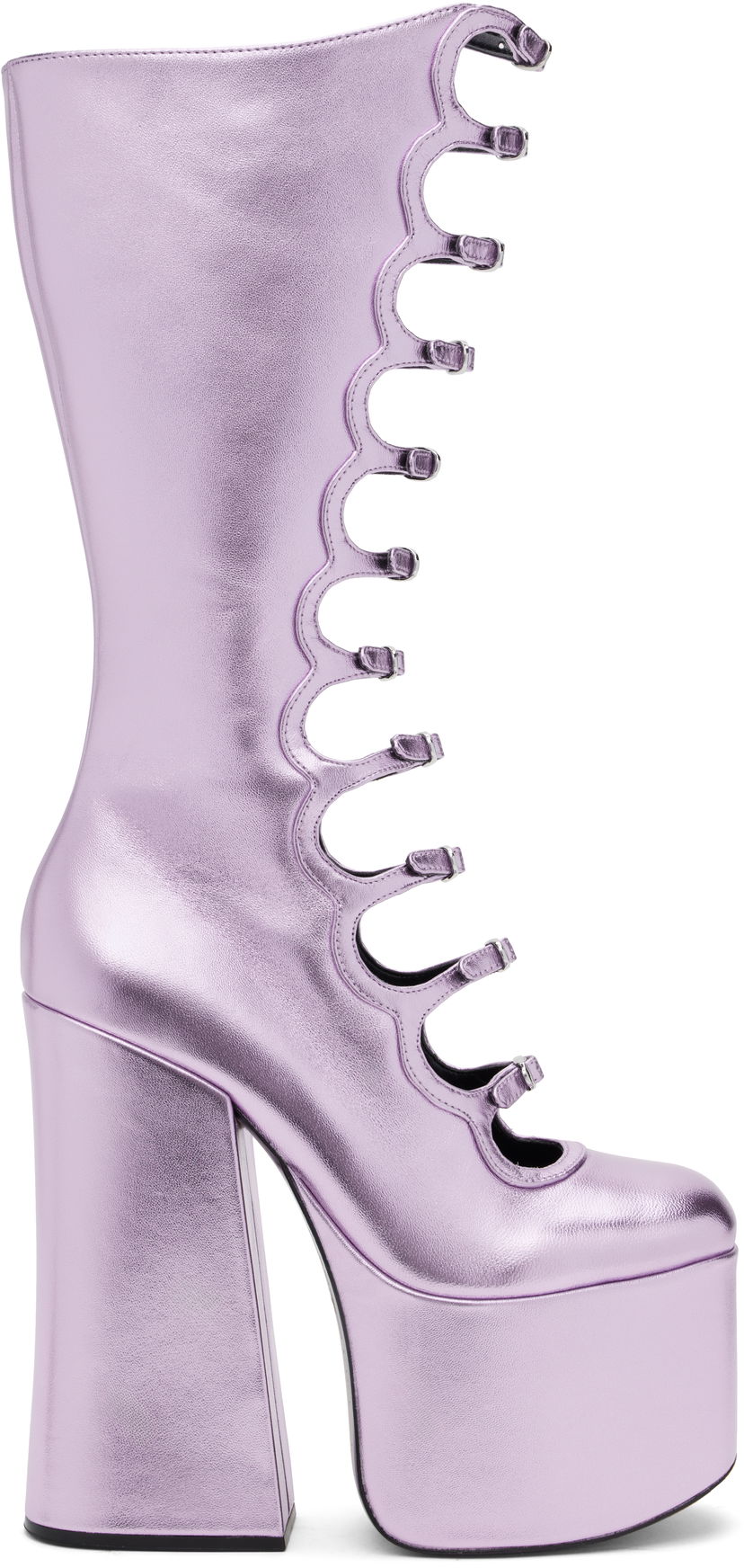 Njega cipela Marc Jacobs Marc Jacobs 'The Metallic Kiki' Knee-High Platform Boots Ljubičasta | 2R4FBO001F01
