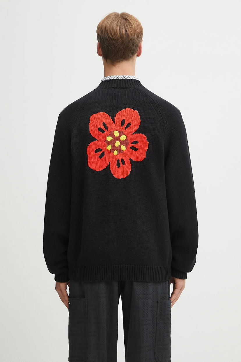 Džemper KENZO Kenzo Wool Blend Cardigan with Flower Design Crna | FF65CA7443LA