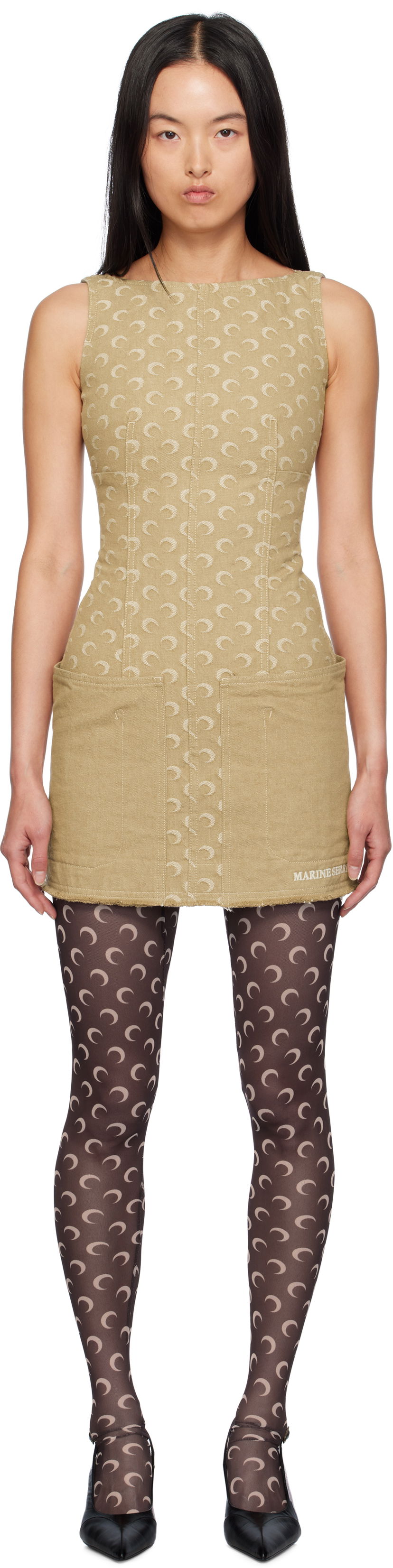 Haljina Marine Serre Jacquard Twill Minidress Bež | WDR292A