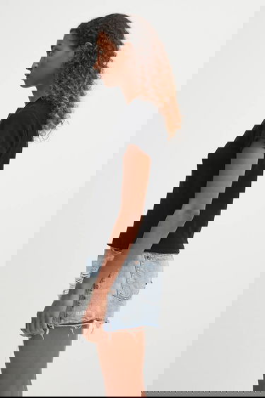 Majica kratkih rukava Maison Margiela MM6 Maison Margiela Ribbed T-Shirt Crna | S52GC0357 M20122, 4