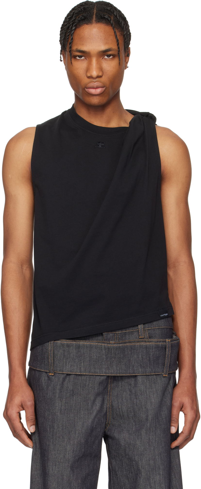 Majica bez rukava Courrèges Courrèges Twist Tank Top Crna | 125JDE119JS0107