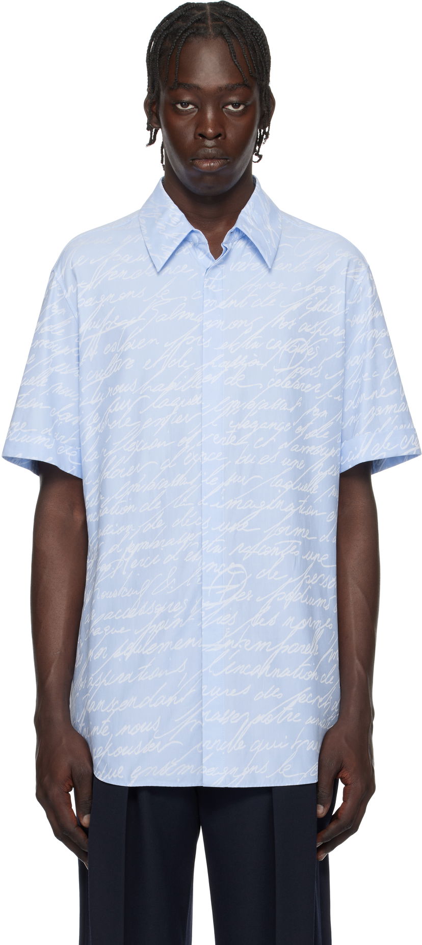 Košulja Balmain Love Letter Print Shirt Plava | EH1HL028CF82
