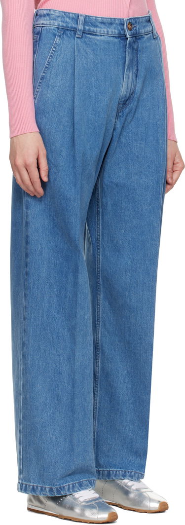 Jeans MAISON KITSUNÉ Maison Kitsuné Pleated Denim Jeans Plava | OW01101WD4010, 1