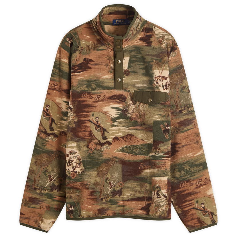 Dukserice Polo by Ralph Lauren Camo Fleece Pullover Jacket Zelena | 710958948001
