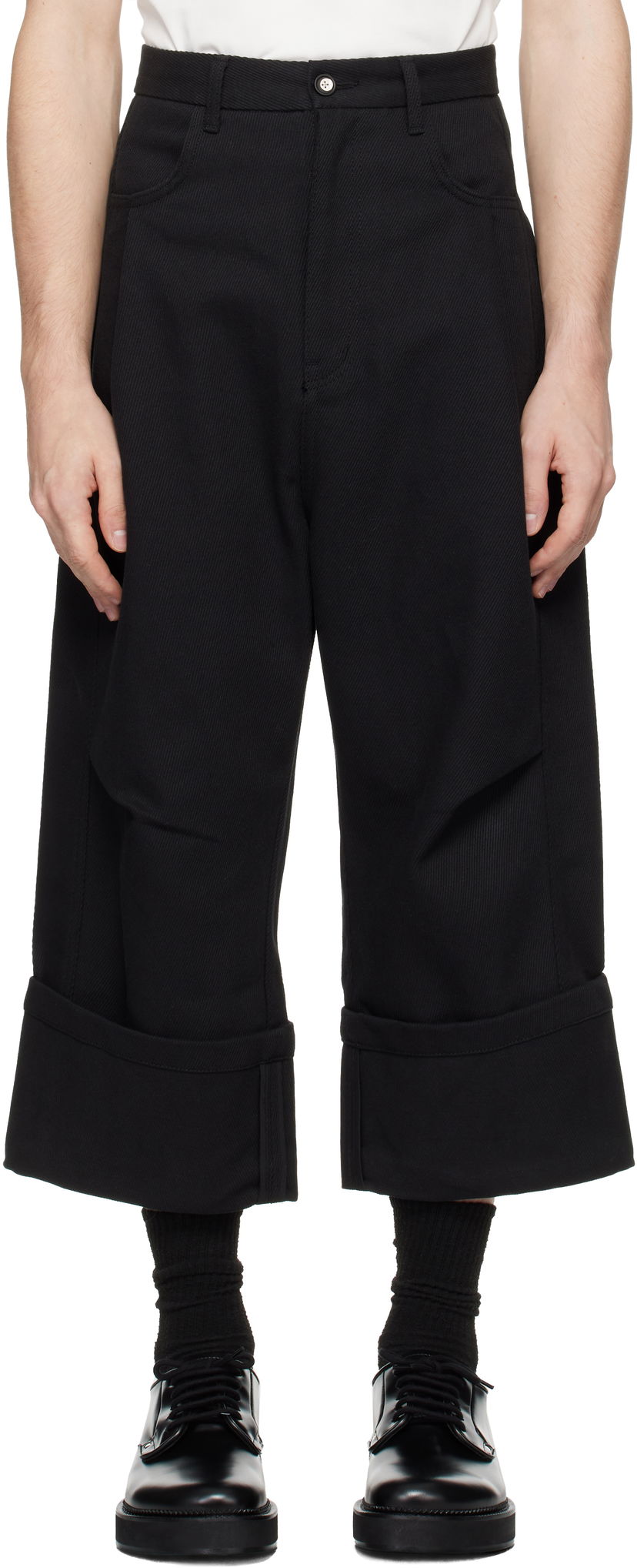 Hlače ADER ERROR Trousers With Cuffed Hems Crna | BN01FWBT0102BK