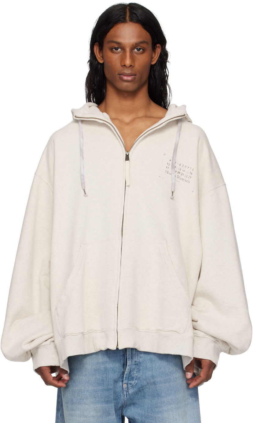 Dukserice Maison Margiela Maison Margiela Stamp Logo Zip Hoodie Bež | S50HG0048 S25614
