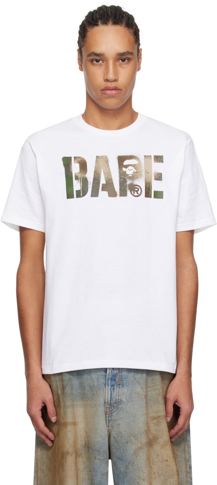 Majica kratkih rukava BAPE Map Camo Stencil Logo T-Shirt Bijela | 001TEL301024M