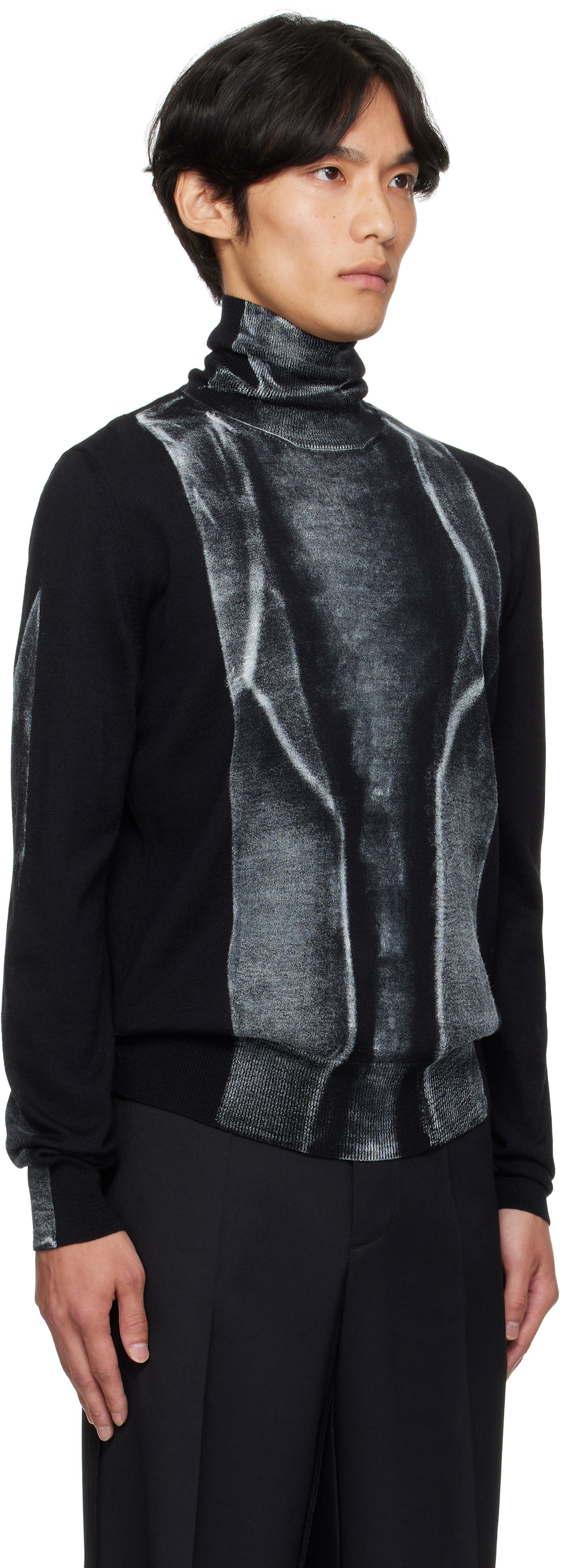 Džemper Maison Margiela MM6 Maison Margiela Folded Print Turtleneck Sweater Crna | SH0HA0005 M13129, 1
