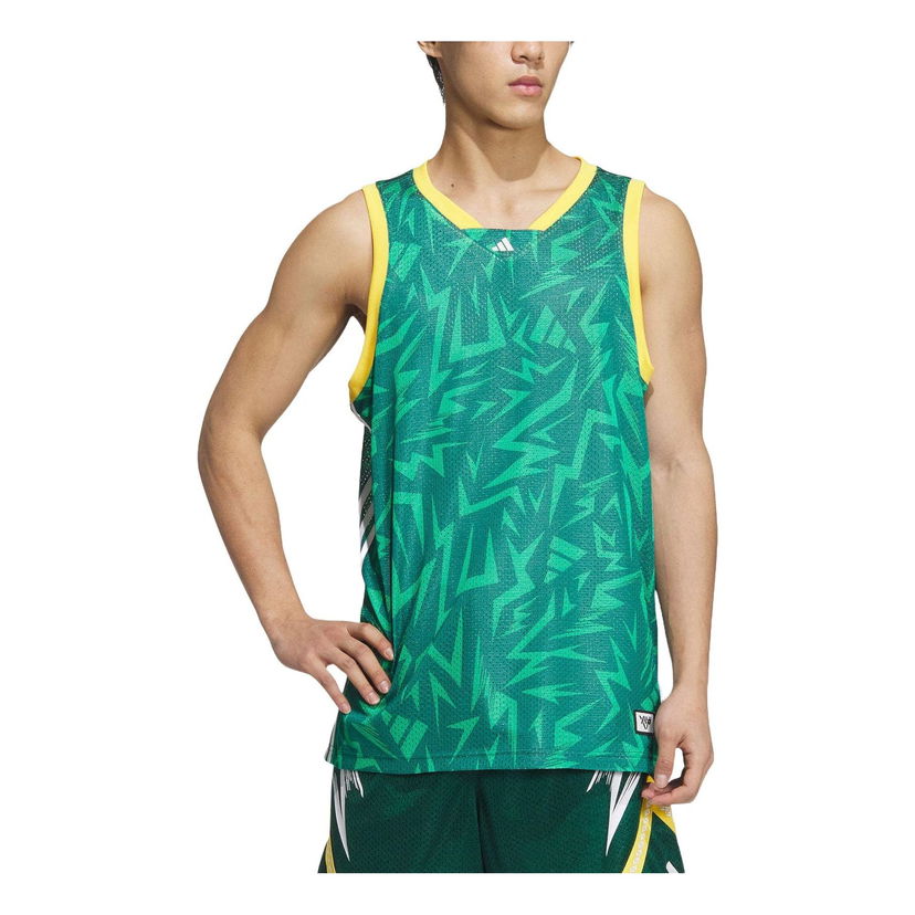 Majica bez rukava adidas Originals Basketball Graphic Print Tank Top Zelena | JC6794