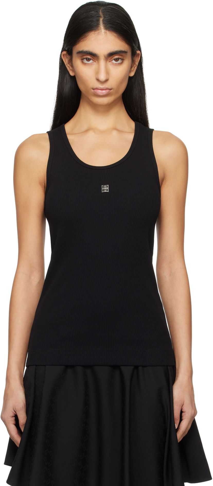 Majica bez rukava Givenchy Ribbed Tank Top Crna | BW70CH3YHY001