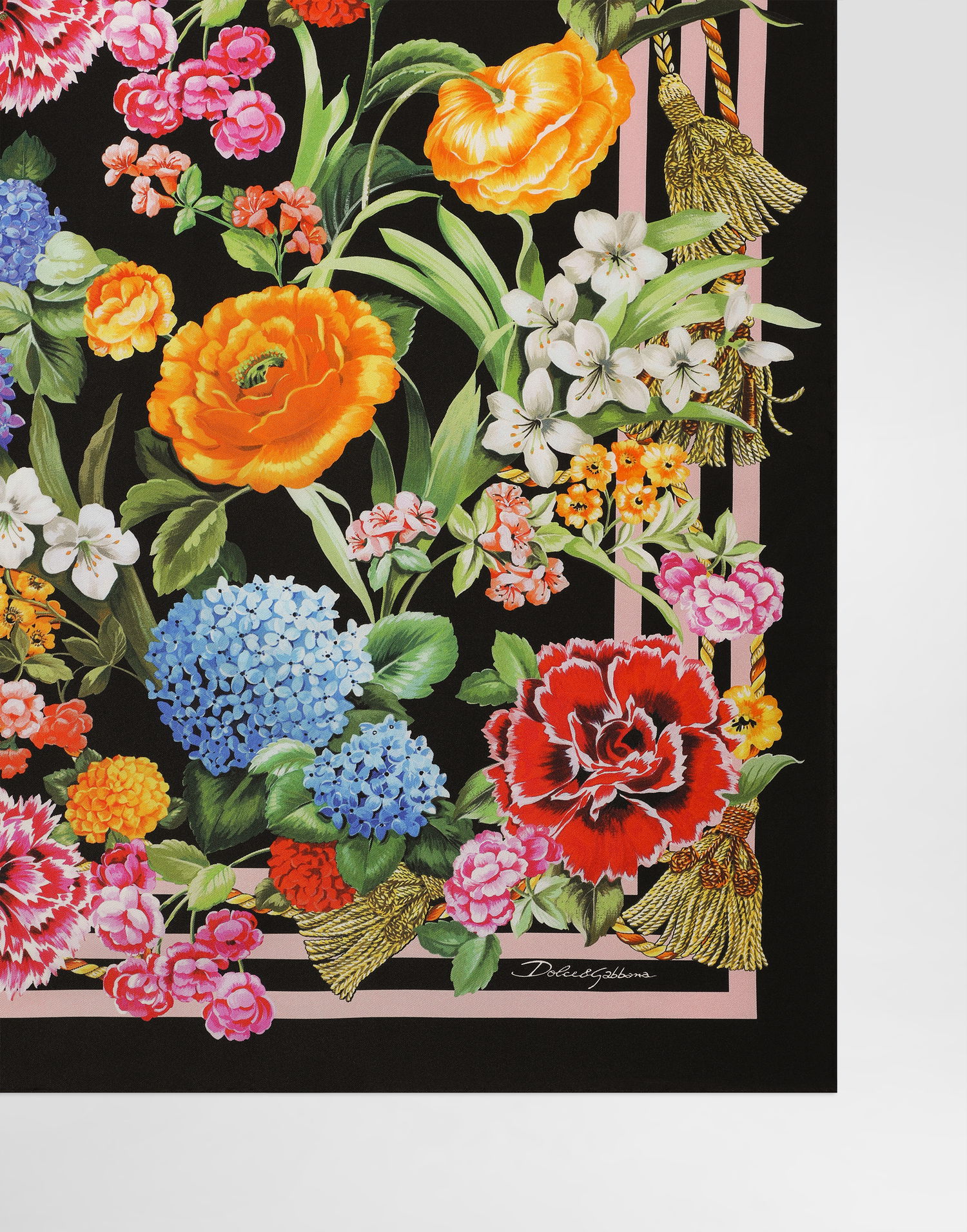 Šal Dolce & Gabbana Dolce & Gabbana Floral Print Silk Twill Square Scarf Crna | FN090RGDCV9H45KU, 1