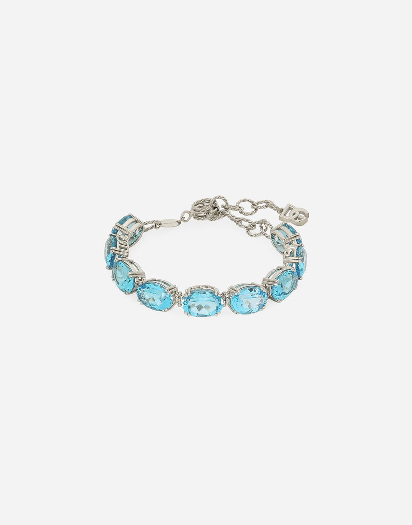 Narukvica Dolce & Gabbana Dolce & Gabbana Anna 18kt White Gold Bracelet with Light Blue Topazes Plava | WBQA4GWTOLB80001
