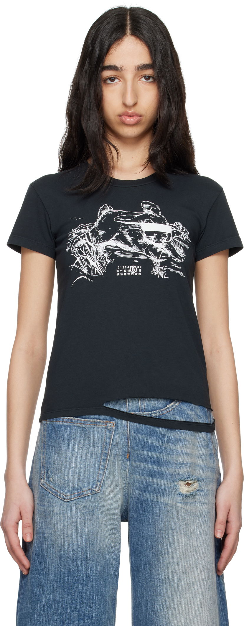 Majica kratkih rukava Maison Margiela MM6 Maison Margiela Rabbit Print T-Shirt Crna | S62GD0199 M20108